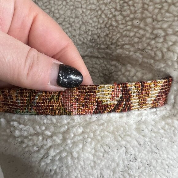 Orvis Teddy Bear Sherpa Tapestry Trim Cream Shacket Jacket Womens L Large - Picture 9 of 14